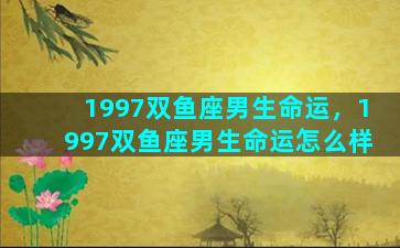 1997双鱼座男生命运，1997双鱼座男生命运怎么样
