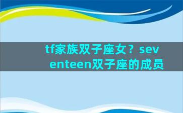 tf家族双子座女？seventeen双子座的成员