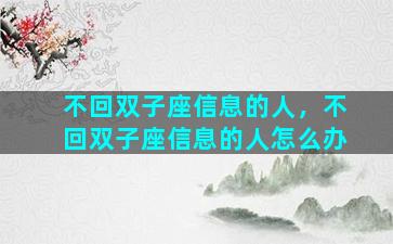 不回双子座信息的人，不回双子座信息的人怎么办