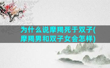 为什么说摩羯死于双子(摩羯男和双子女会怎样)