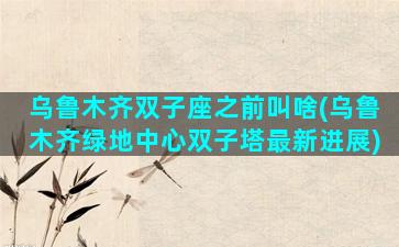 乌鲁木齐双子座之前叫啥(乌鲁木齐绿地中心双子塔最新进展)