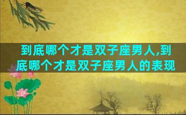 到底哪个才是双子座男人,到底哪个才是双子座男人的表现