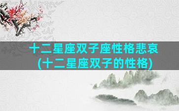 十二星座双子座性格悲哀(十二星座双子的性格)