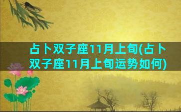 占卜双子座11月上旬(占卜双子座11月上旬运势如何)