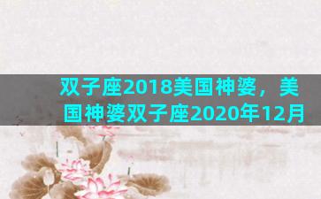 双子座2018美国神婆，美国神婆双子座2020年12月