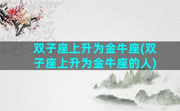 双子座上升为金牛座(双子座上升为金牛座的人)
