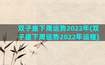 双子座下周运势2022年(双子座下周运势2022年运程)
