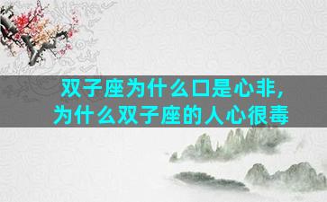 双子座为什么口是心非,为什么双子座的人心很毒