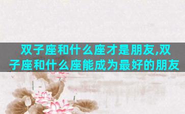 双子座和什么座才是朋友,双子座和什么座能成为最好的朋友