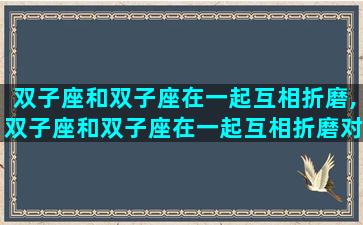 双子座和双子座在一起互相折磨,双子座和双子座在一起互相折磨对方