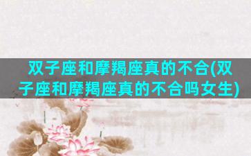 双子座和摩羯座真的不合(双子座和摩羯座真的不合吗女生)