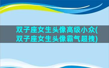 双子座女生头像高级小众(双子座女生头像霸气超拽)