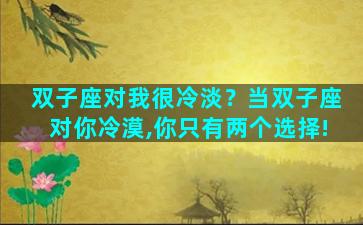 双子座对我很冷淡？当双子座对你冷漠,你只有两个选择!