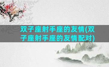 双子座射手座的友情(双子座射手座的友情配对)