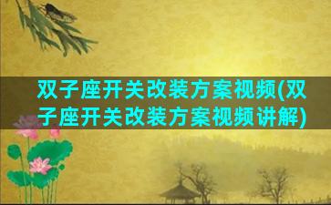 双子座开关改装方案视频(双子座开关改装方案视频讲解)