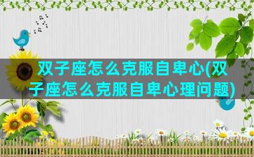 双子座怎么克服自卑心(双子座怎么克服自卑心理问题)