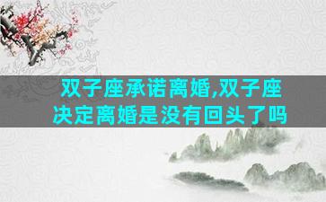 双子座承诺离婚,双子座决定离婚是没有回头了吗