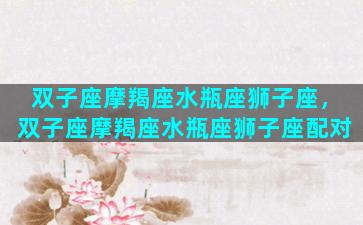 双子座摩羯座水瓶座狮子座，双子座摩羯座水瓶座狮子座配对