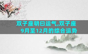 双子座明曰运气,双子座9月至12月的综合运势