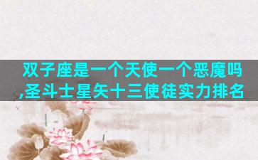 双子座是一个天使一个恶魔吗,圣斗士星矢十三使徒实力排名