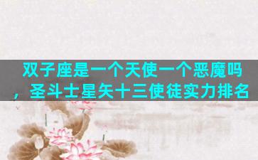 双子座是一个天使一个恶魔吗，圣斗士星矢十三使徒实力排名