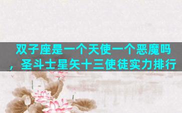 双子座是一个天使一个恶魔吗，圣斗士星矢十三使徒实力排行