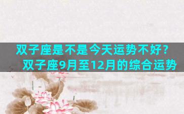 双子座是不是今天运势不好？双子座9月至12月的综合运势