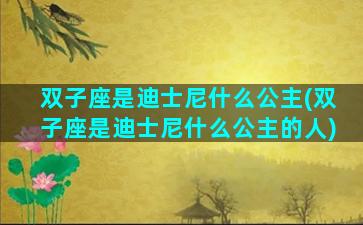 双子座是迪士尼什么公主(双子座是迪士尼什么公主的人)