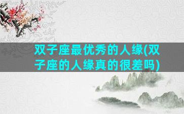 双子座最优秀的人缘(双子座的人缘真的很差吗)