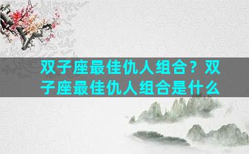 双子座最佳仇人组合？双子座最佳仇人组合是什么