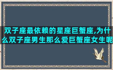 双子座最依赖的星座巨蟹座,为什么双子座男生那么爱巨蟹座女生呢