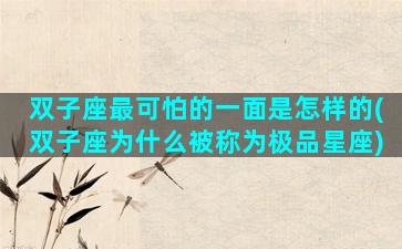双子座最可怕的一面是怎样的(双子座为什么被称为极品星座)