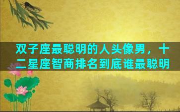 双子座最聪明的人头像男，十二星座智商排名到底谁最聪明
