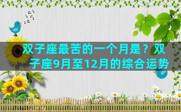 双子座最苦的一个月是？双子座9月至12月的综合运势