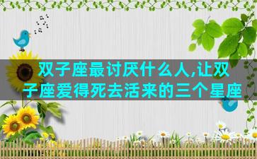 双子座最讨厌什么人,让双子座爱得死去活来的三个星座