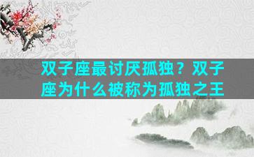 双子座最讨厌孤独？双子座为什么被称为孤独之王
