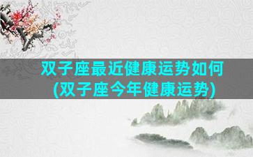 双子座最近健康运势如何(双子座今年健康运势)