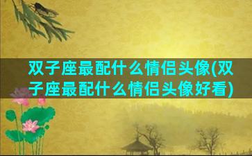 双子座最配什么情侣头像(双子座最配什么情侣头像好看)