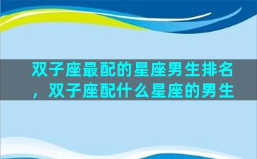双子座最配的星座男生排名，双子座配什么星座的男生