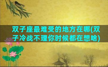 双子座最难受的地方在哪(双子冷战不理你时候都在想啥)