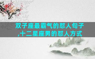 双子座最霸气的怼人句子,十二星座男的怼人方式
