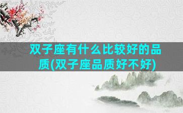 双子座有什么比较好的品质(双子座品质好不好)