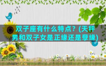 双子座有什么特点？(天秤男和双子女是正缘还是孽缘)