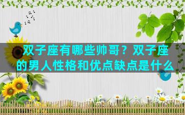 双子座有哪些帅哥？双子座的男人性格和优点缺点是什么