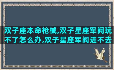 双子座本命枪械,双子星座军阀玩不了怎么办,双子星座军阀进不去解决方法