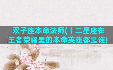 双子座本命法师(十二星座在王者荣耀里的本命英雄都是谁)