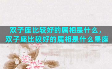 双子座比较好的属相是什么，双子座比较好的属相是什么星座