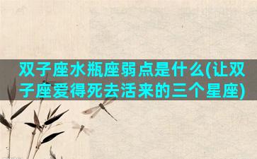 双子座水瓶座弱点是什么(让双子座爱得死去活来的三个星座)