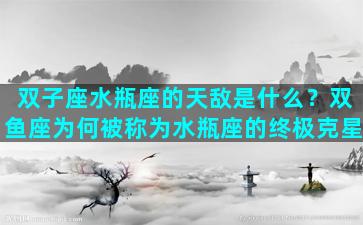 双子座水瓶座的天敌是什么？双鱼座为何被称为水瓶座的终极克星