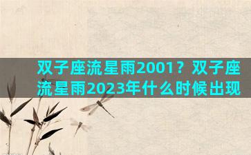 双子座流星雨2001？双子座流星雨2023年什么时候出现